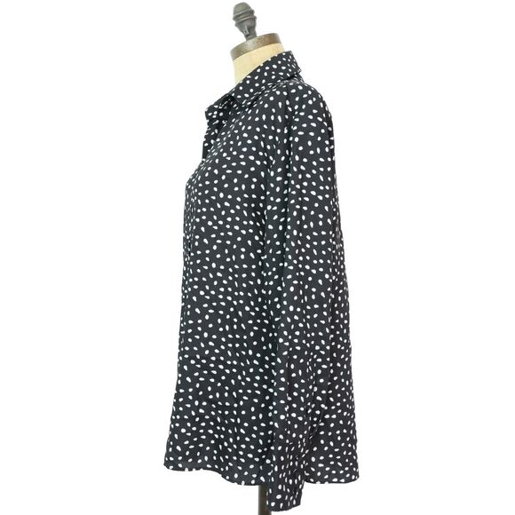 JASON WU Polka Dot Printed Shirt Size 8 Black Button-Up Long Sleeve EUC B36 - Picture 5 of 6